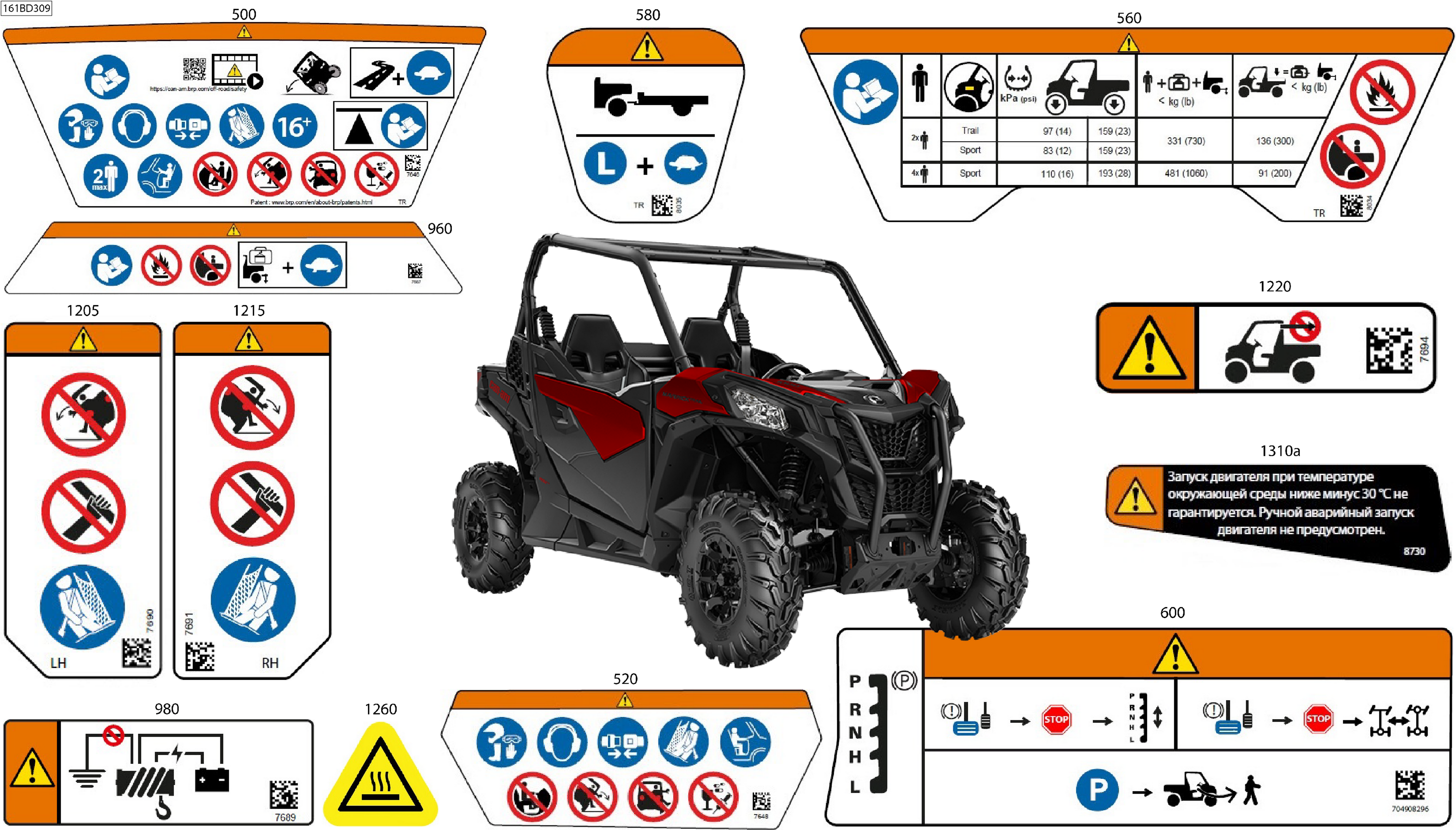 07 CARROSSERIE AUTOCOLLANTS DAVERTISSEMENT POUR MAVERICK SPORT 1000R DPS NOIR ETERNEL EPANO 2023