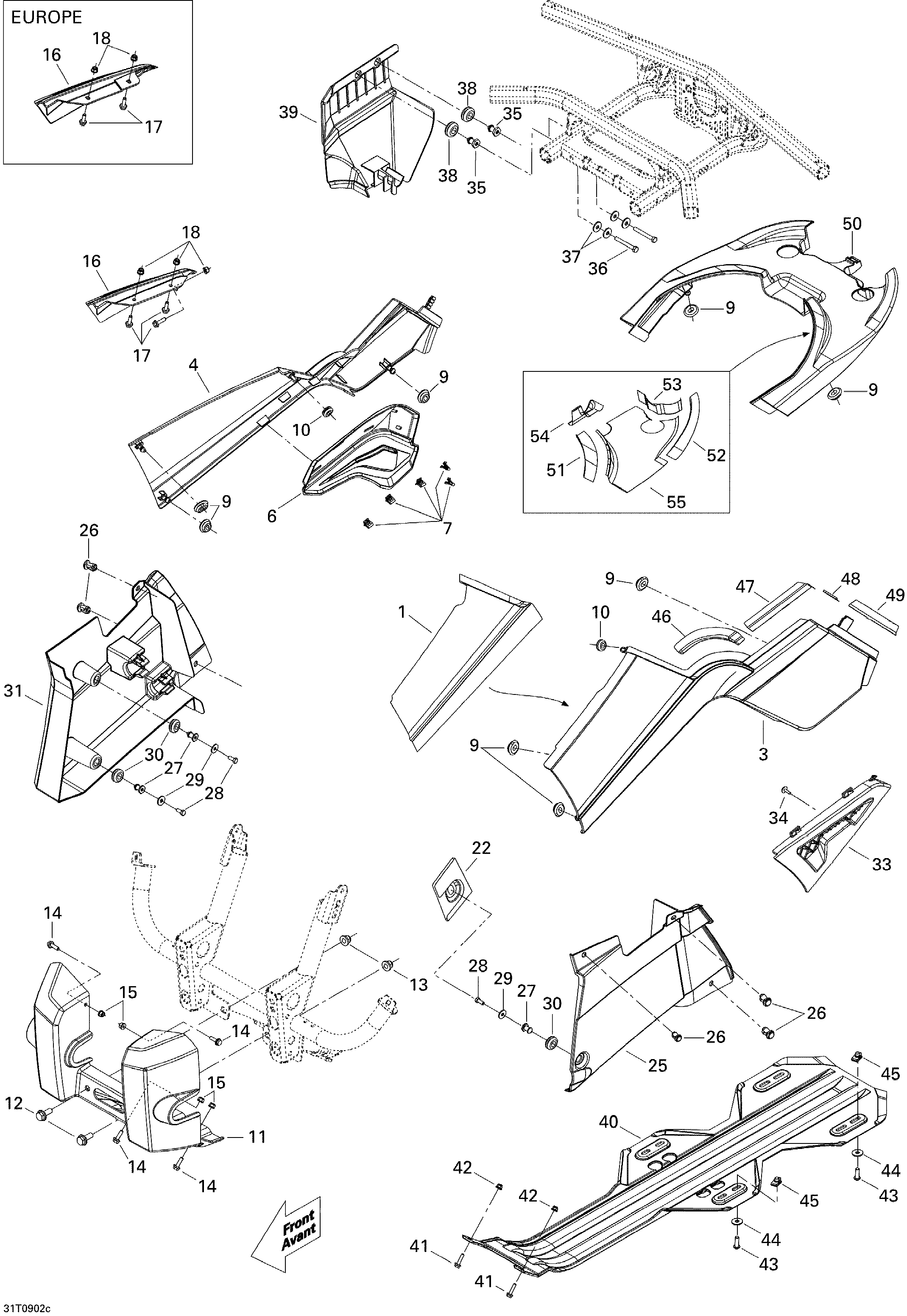 09 CARROSSERIE ET ACCESSOIRES 3 POUR OUTLANDER MAX STD 400 EFI CVT ROUGE VIPERE 2009