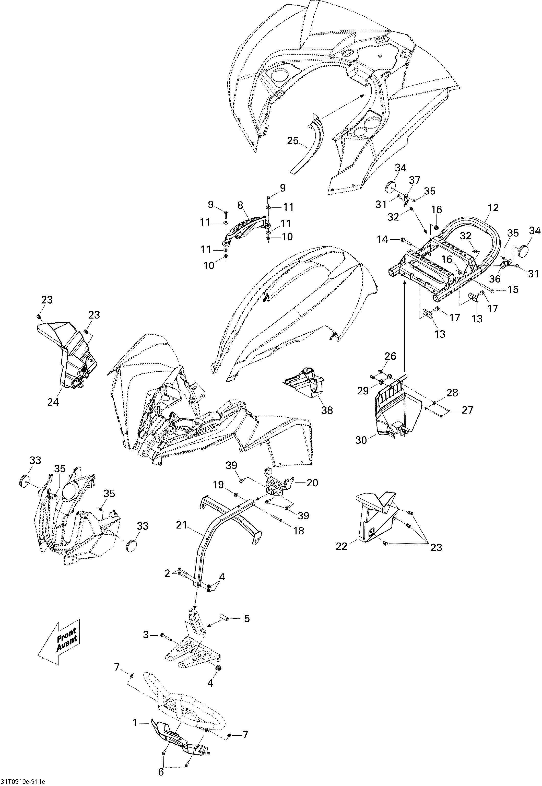 09 CARROSSERIE ET ACCESSOIRES 3 POUR RENEGADE STD 500 EFI CVT ROUGE VIPERE 2009