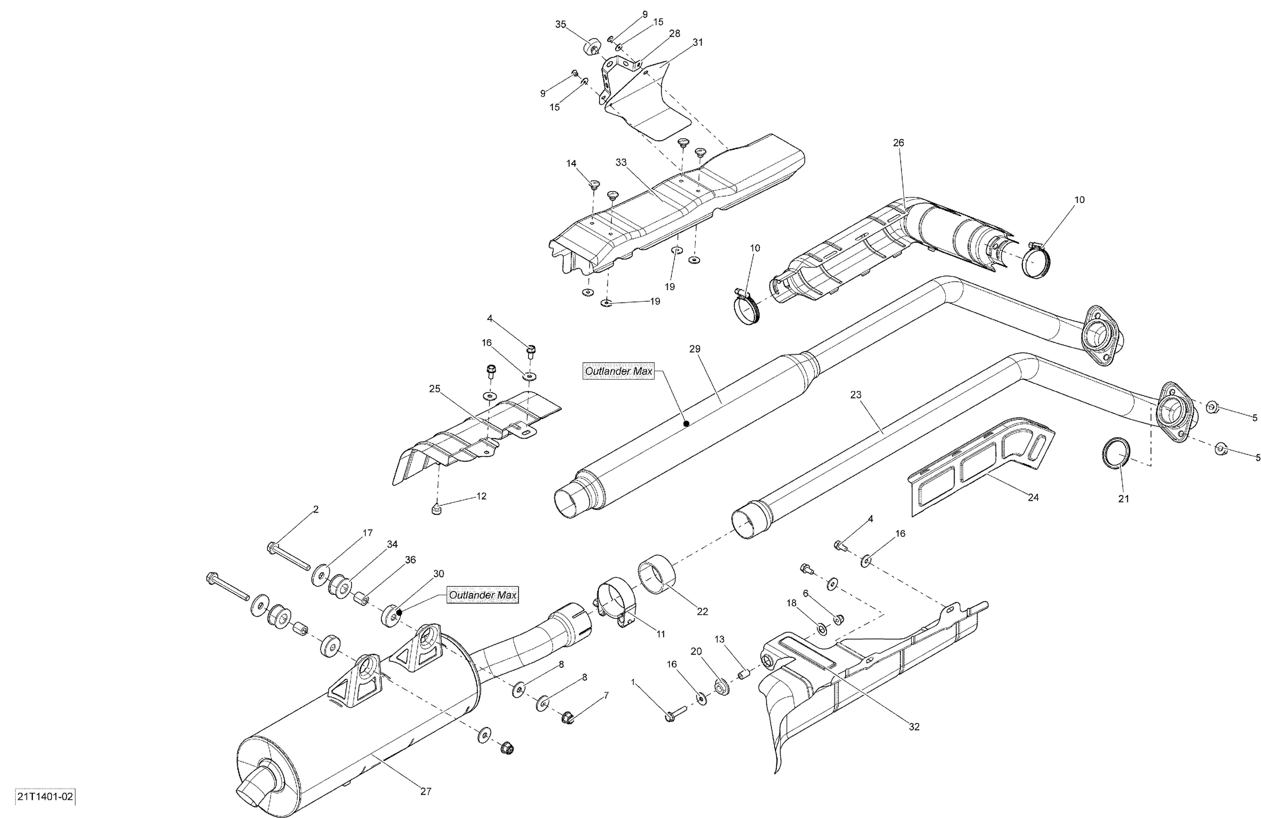 01 SYSTEME ECHAPPEMENT POUR OUTLANDER MAX STD ROUGE 2014