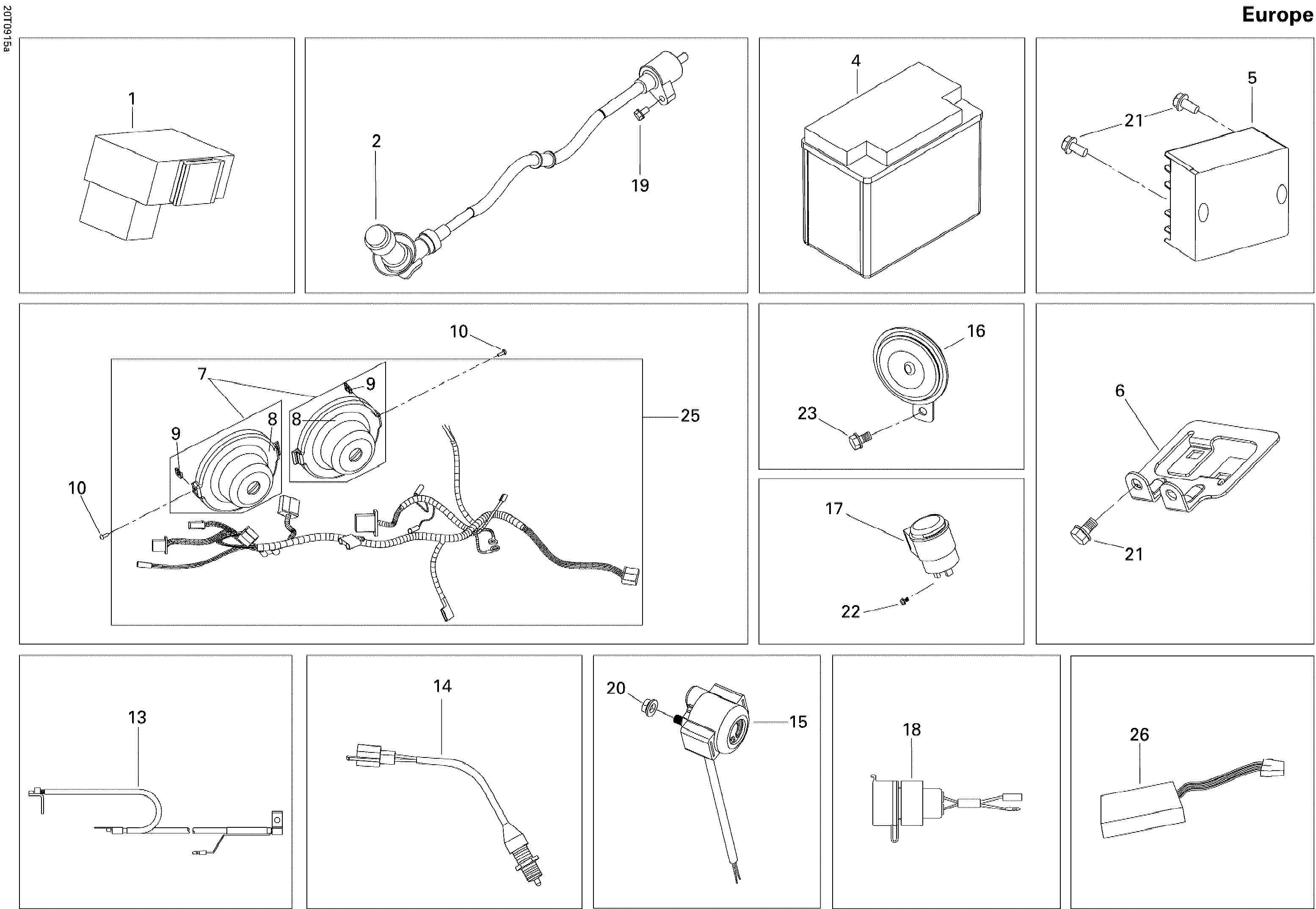 10 COMPOSANTES ELECTRIQUES EUROPE POUR DS 250 2X4 JAUNE 2011