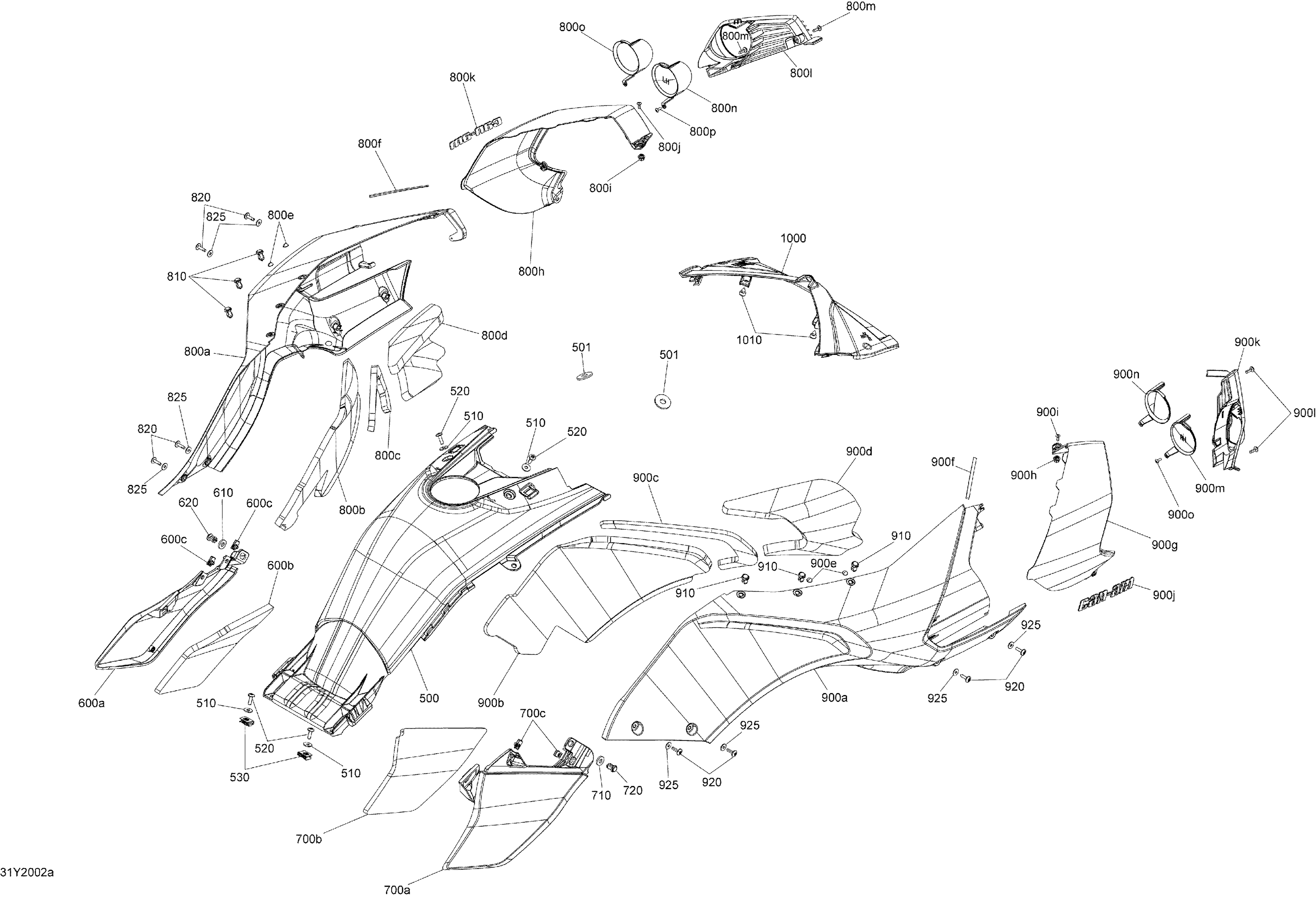 09 CARROSSERIE ET ACCESSOIRES CARENAGE POUR SPYDER F3 S SE6 LIQUID TITAN 2020