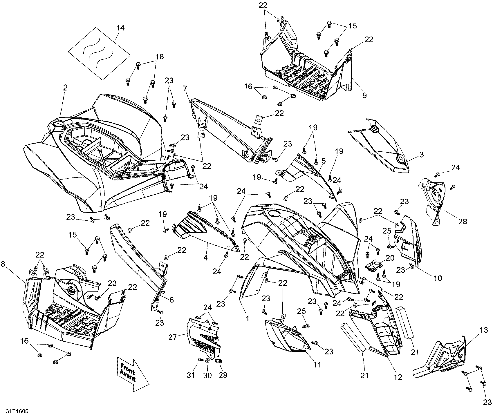 09 CARROSSERIE ET ACCESSOIRES POUR DS 90 CVT JAUNE 2016
