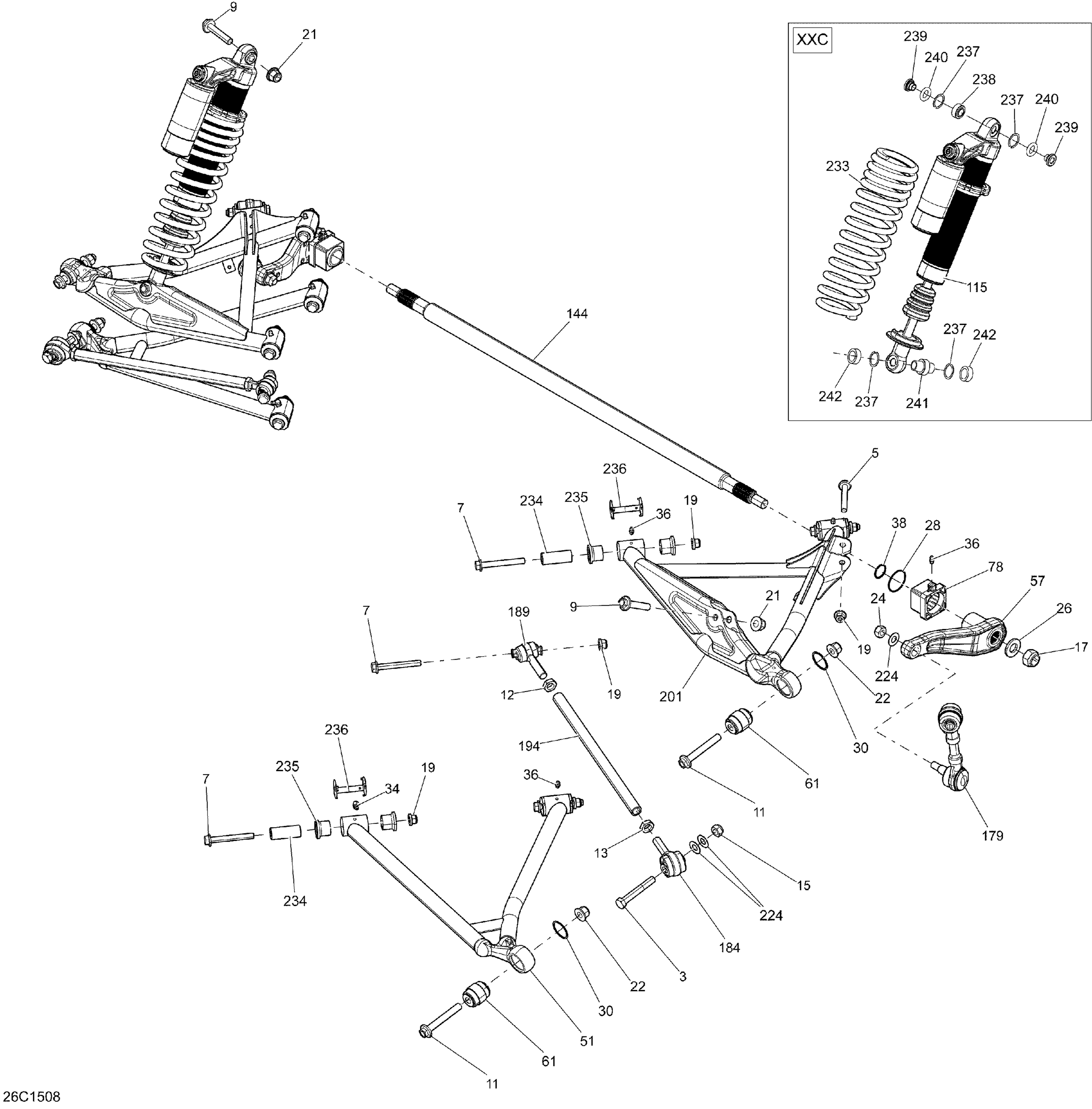 08 SUSPENSION ARRIERE 26C1508 POUR MAVERICK XXC BLANCROUGECAGE ROUGE 2015