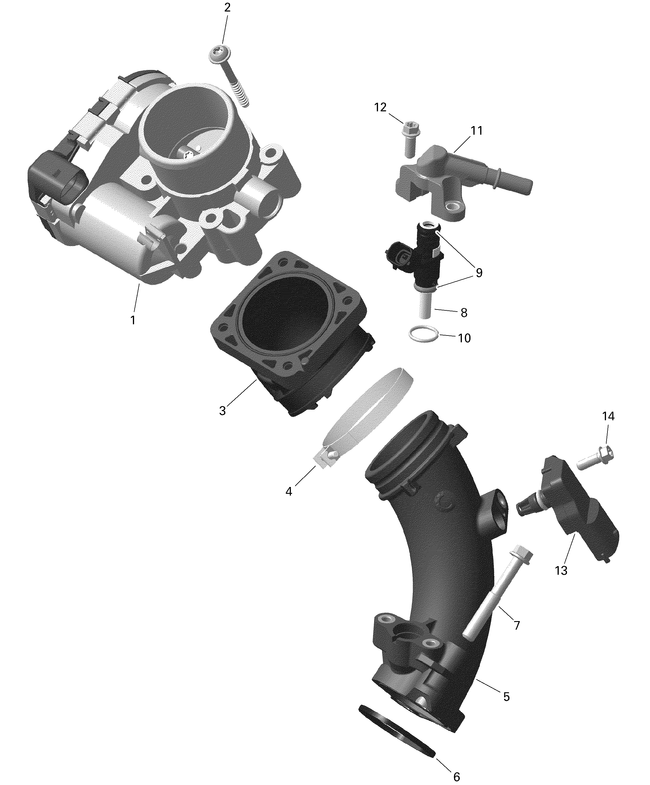 01 ROTAX COLLECTEUR ADMISSION AIR ET CARTER DE PAPILLON 2 POUR OUTLANDER 450 EFI 6X6 STD VERT TUNDRA 2021