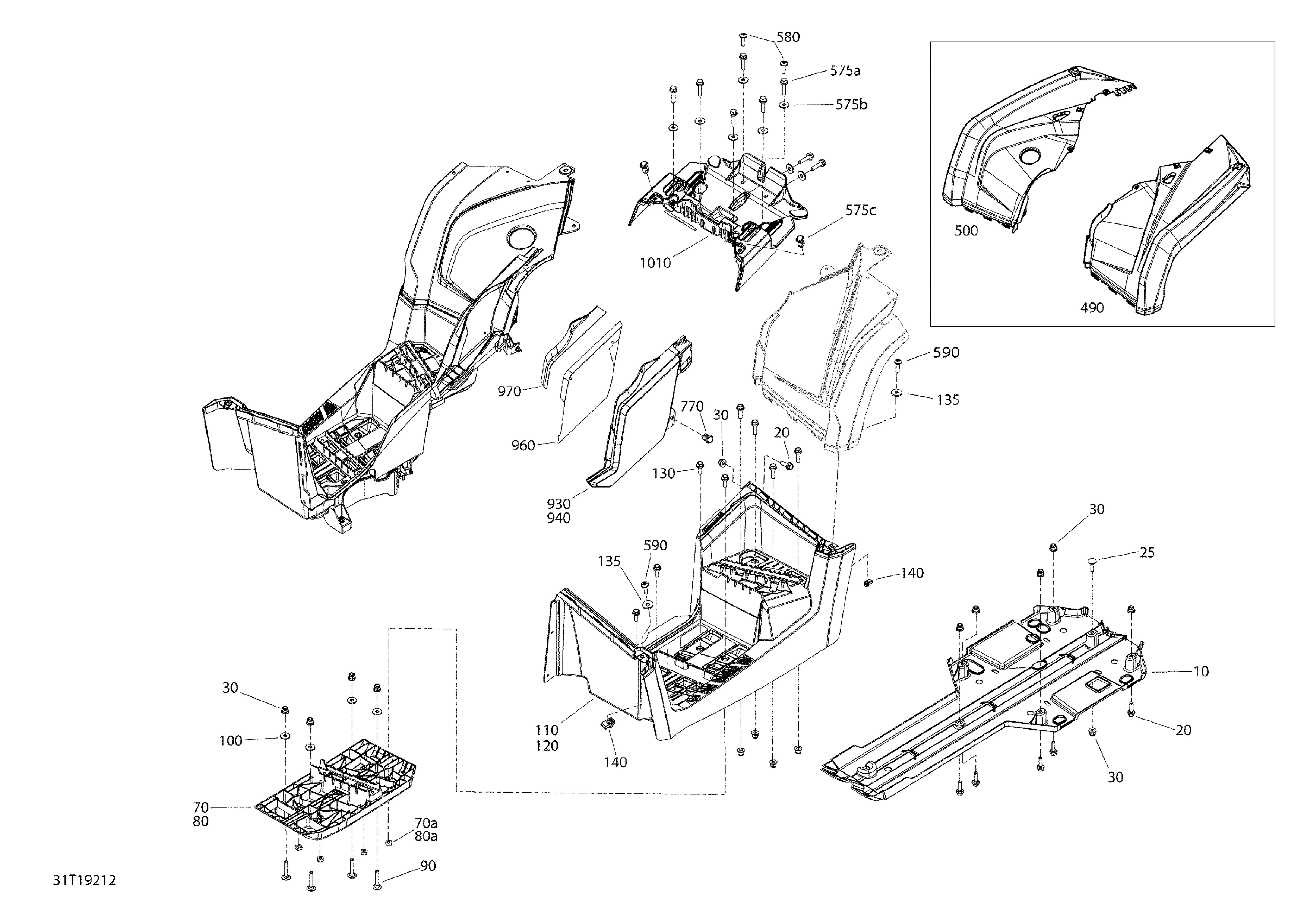 09 CARROSSERIE ET ACCESSOIRES 6X6 MAX 450 EFI VERT ESCADRON MILIEU POUR OUTLANDER 6X6 450 EFI PRO NORDIC VERT ESCADRON 2019