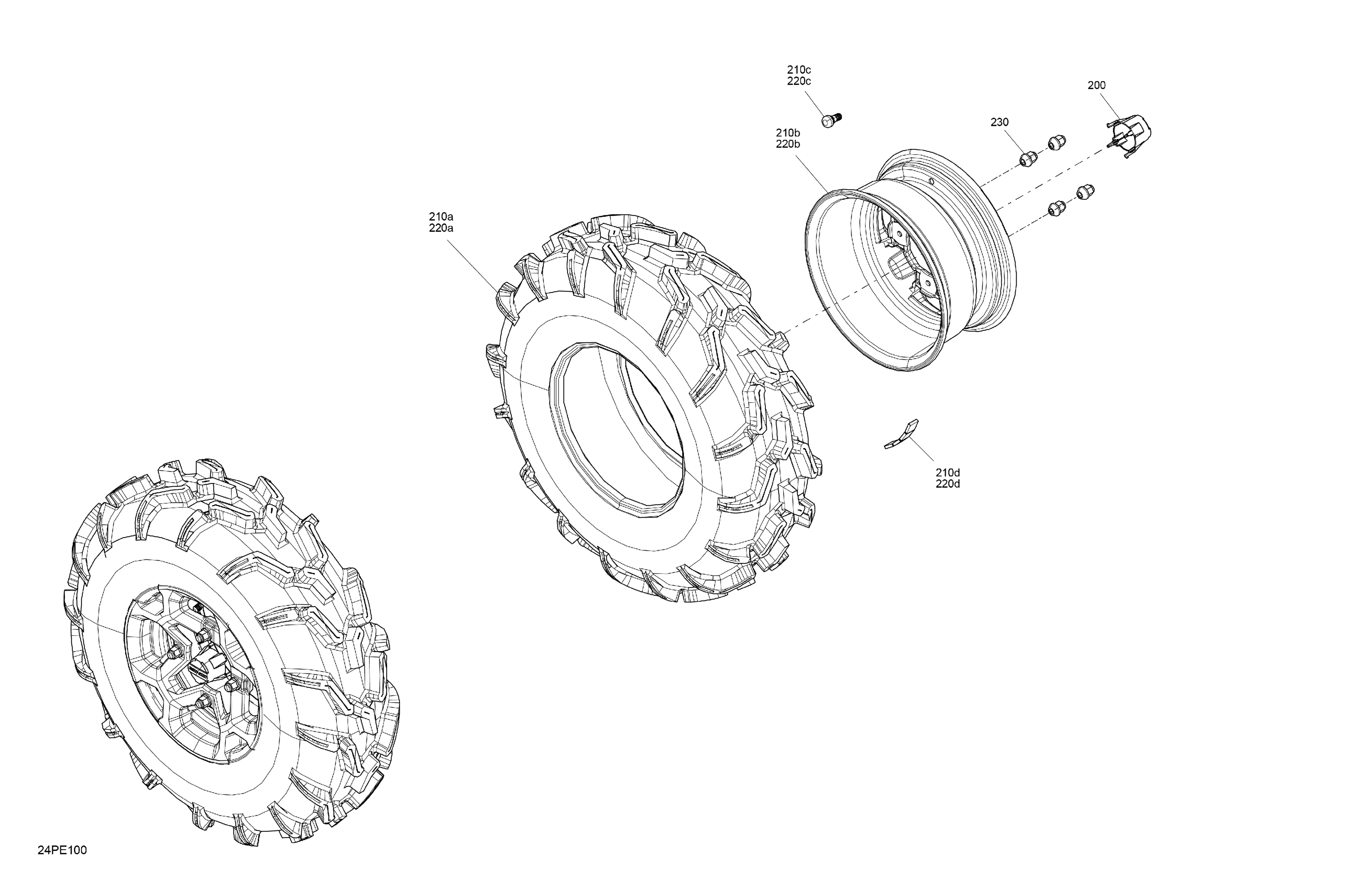 04 ENTRAINEMENT ROUES AVANT POUR OUTLANDER 1000 EFI 6X6 XT VERT ESCADRON 2022