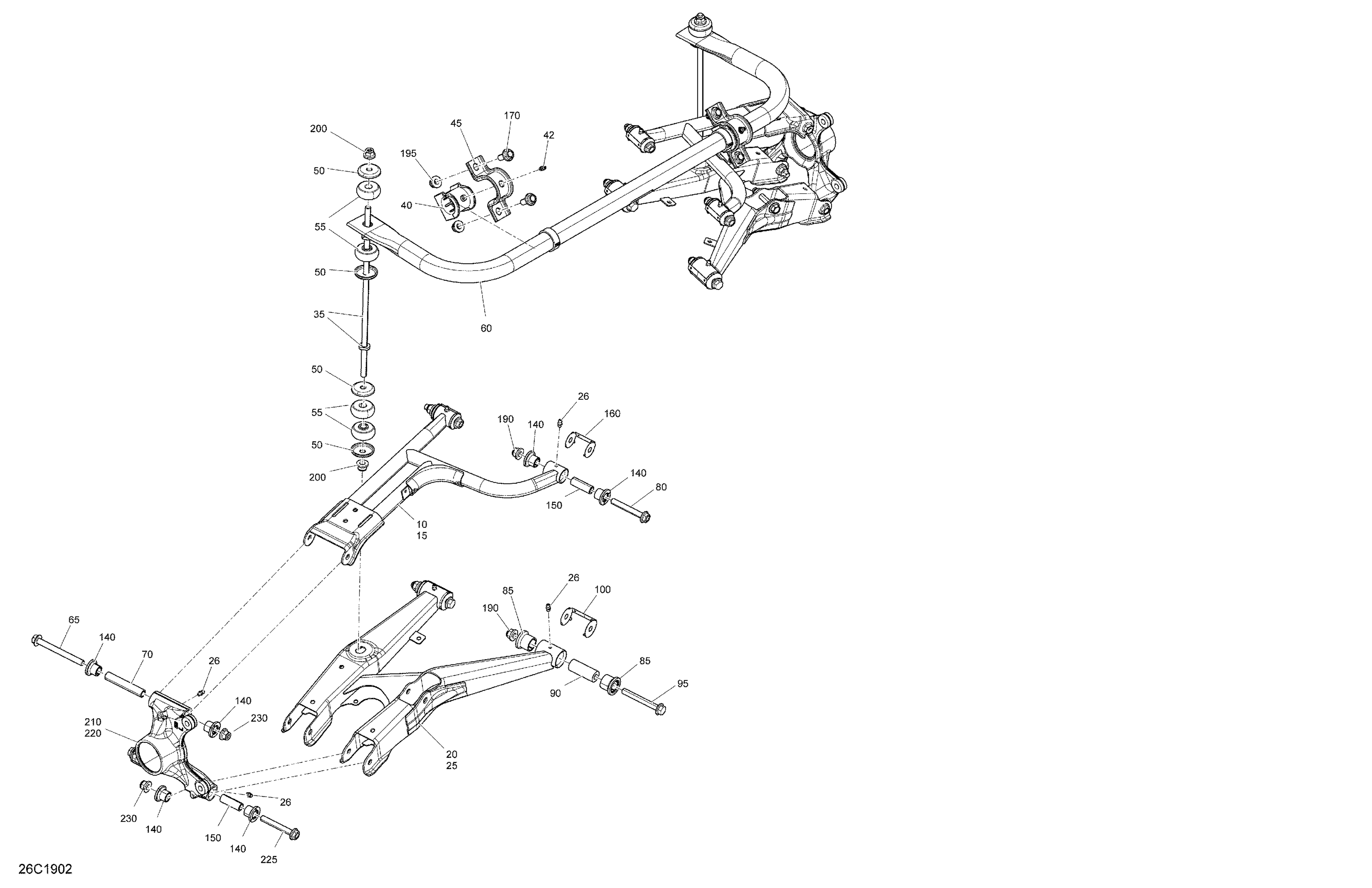 08 SUSPENSION ARRIERE HD5 POUR DEFENDER HD10 XT HYPER ARGENT 2019