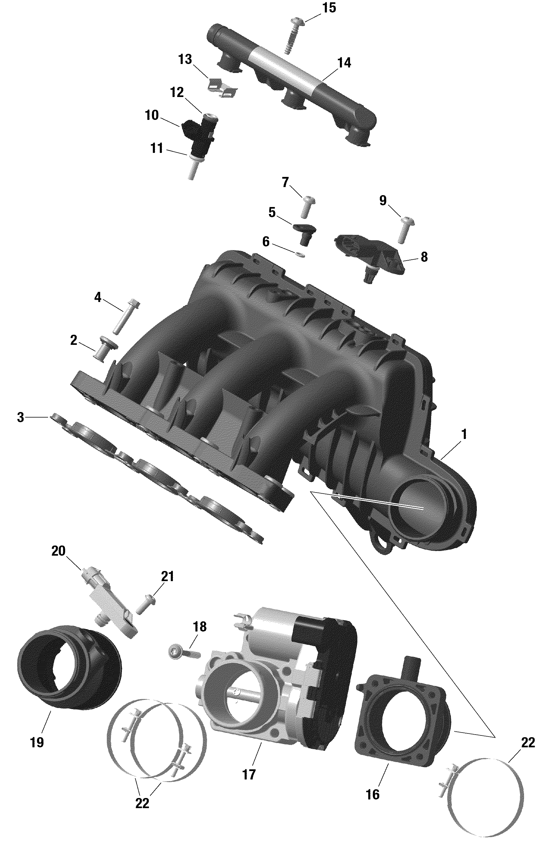 01 ROTAX COLLECTEUR ADMISSION AIR ET CARTER DE PAPILLON TURBO TURBO R POUR MAVERICK MAX TURBO R DS BLEU GULFSTREAM 2021