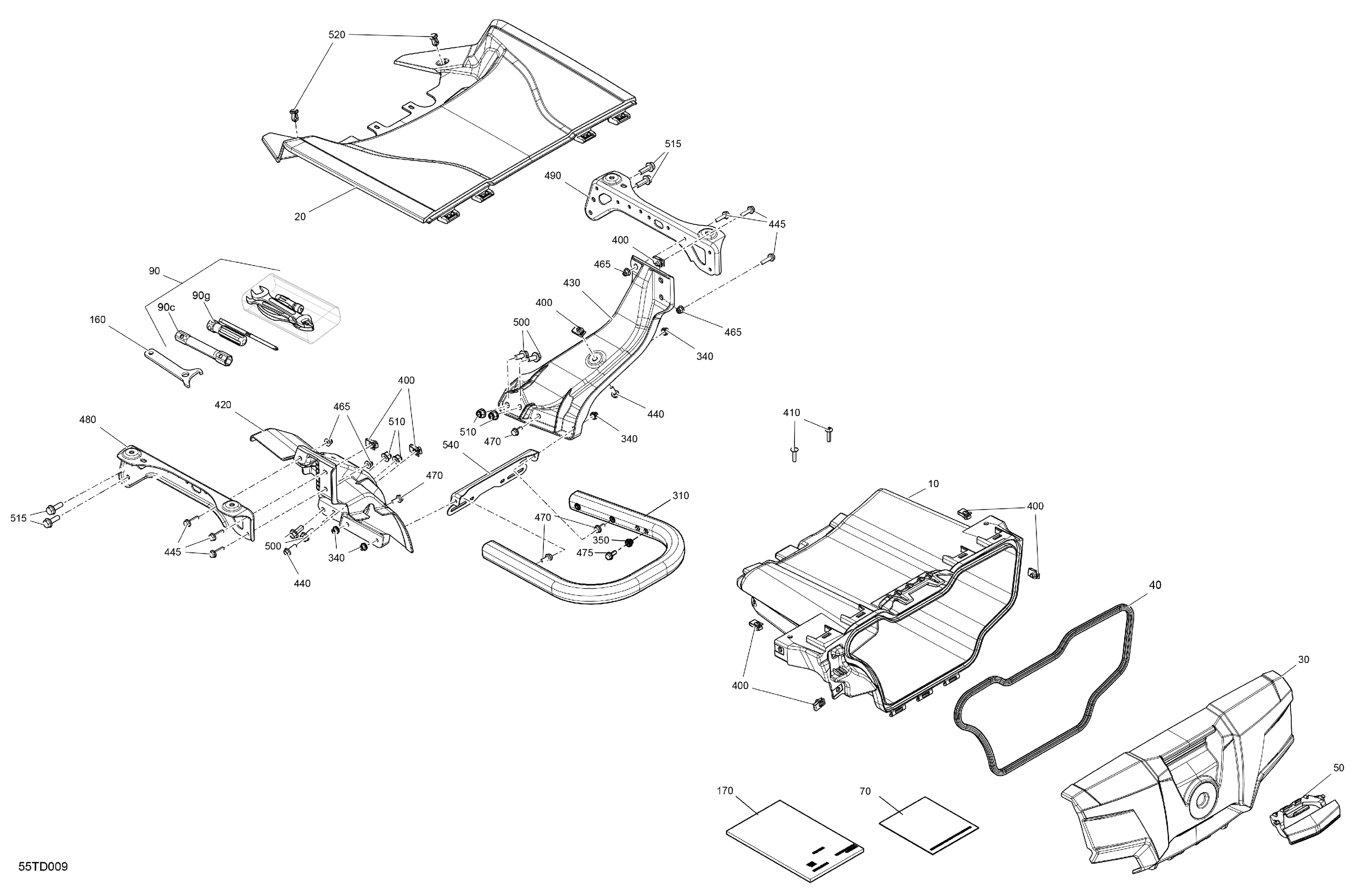 07 CARROSSERIE PLATEAU DE RANGEMENT AVANT POUR OUTLANDER 650 EFI XTP HYPER SILVER 2024