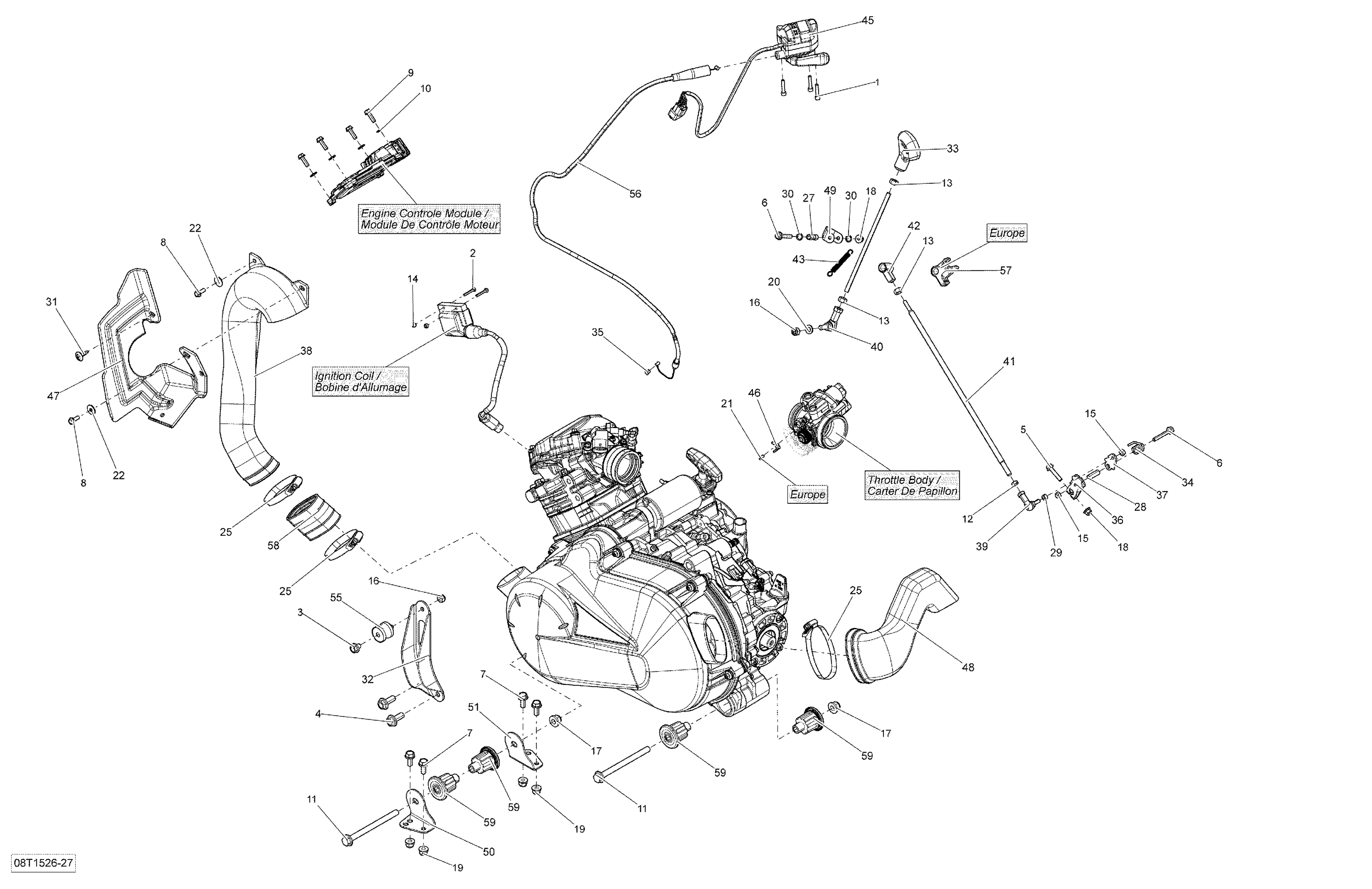 01 MOTEUR 08T1526 POUR OUTLANDER MAX STD ROUGE 2015