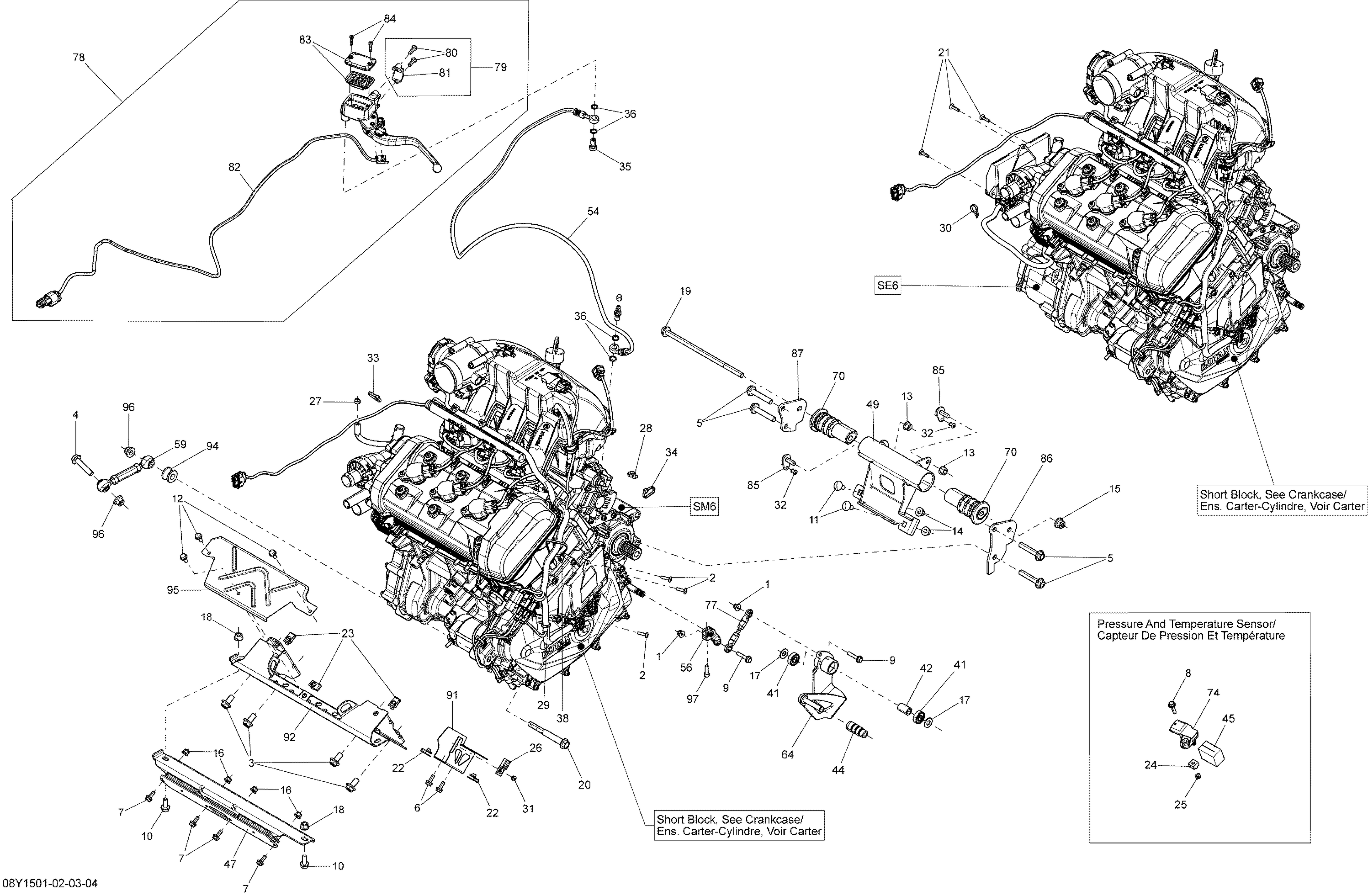 01 MOTEUR SE608Y1503 POUR SPYDER RS S SPECIAL SERIES SE6 PLATINUM SILVER 2015