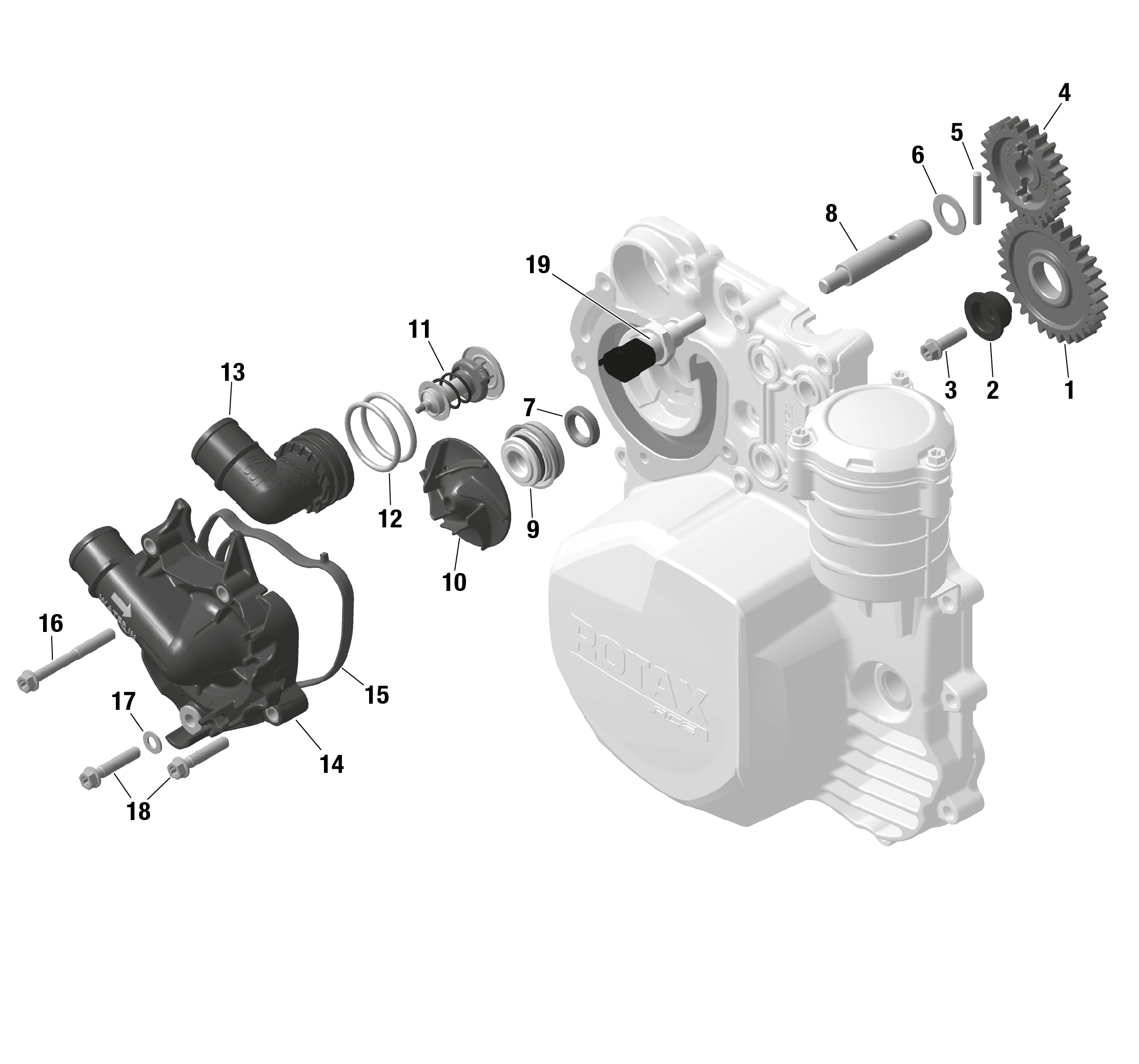 01 ROTAX REFROIDISSEMENT MOTEUR POUR RYKER 900 ACE CVT BLACK 2023