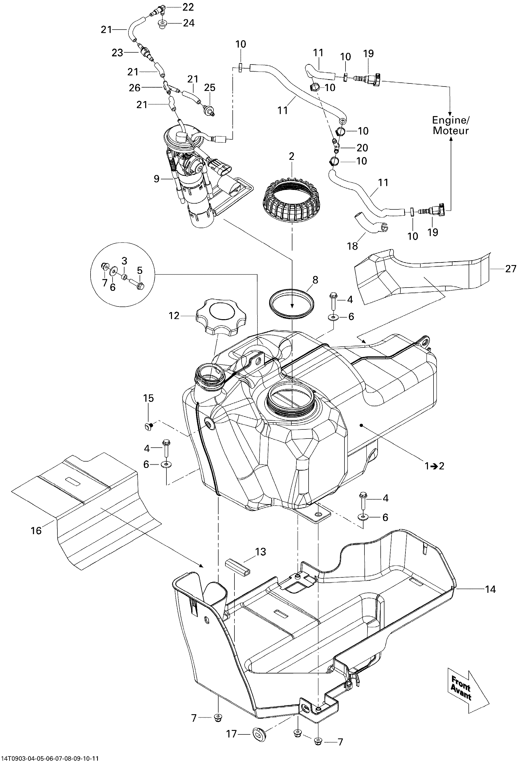 02 SYSTEME ALIMENTATION POUR OUTLANDER MAX LTD 800R CVT ROUGE RADIANT 2009