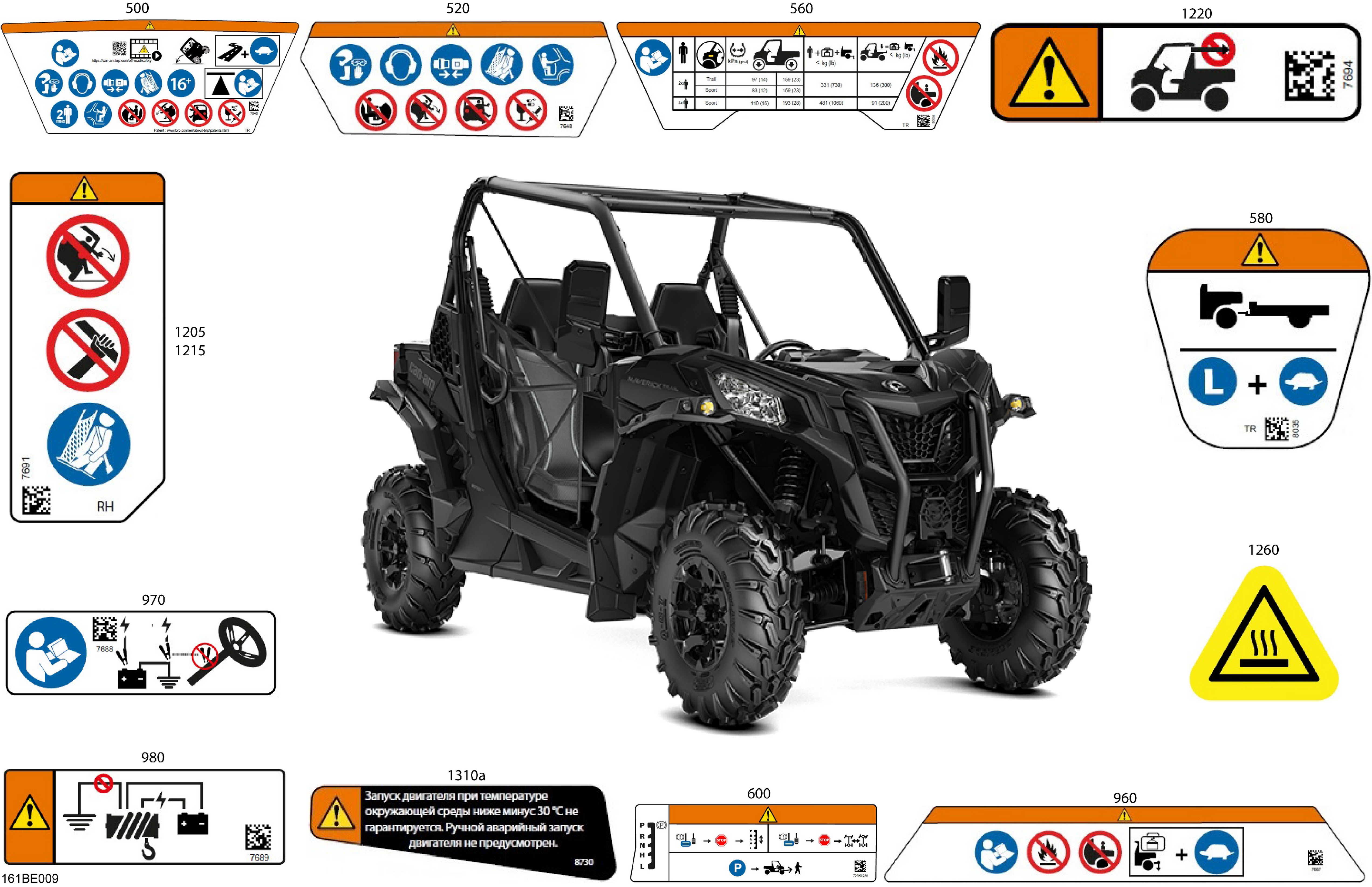 07 CARROSSERIE AUTOCOLLANTS DAVERTISSEMENT POUR MAVERICK SPORT 1000R EFI DPS SAS NOIR ETERNEL METALLIQUE 2025