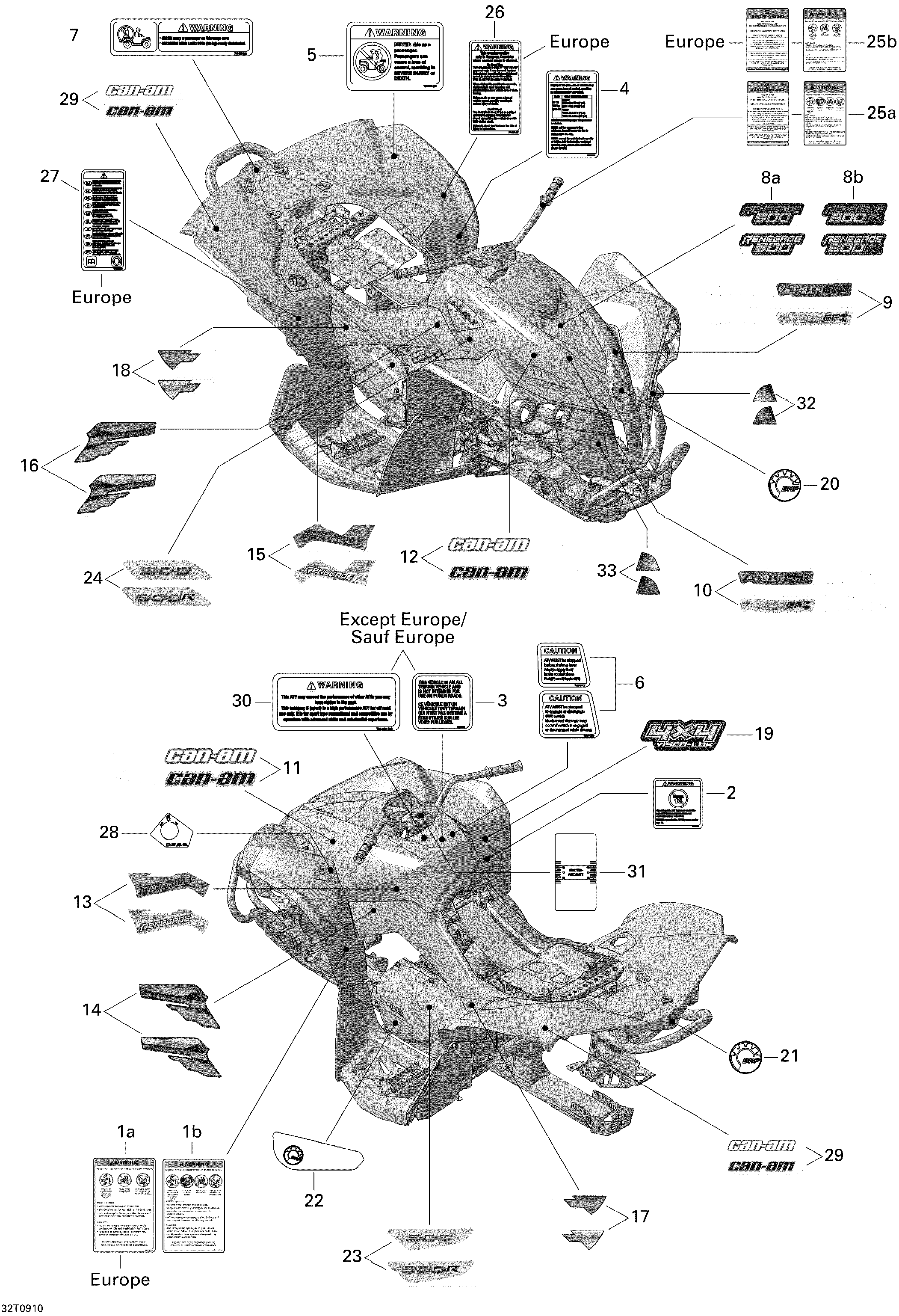 09 KITS DECO 500 POUR RENEGADE STD 500 EFI CVT ROUGE VIPERE 2009