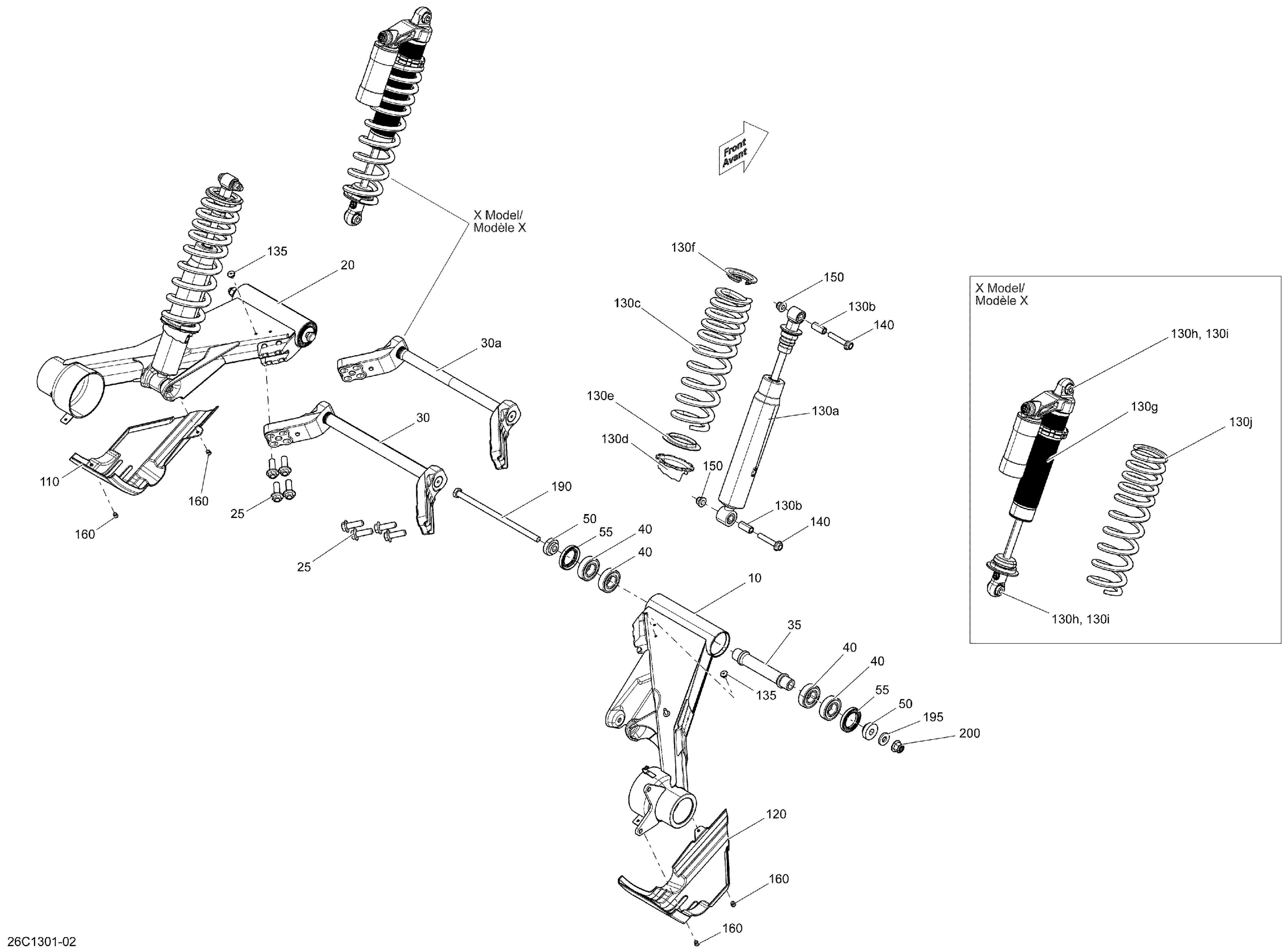 08 SUSPENSION ARRIERE POUR COMMANDER STD ROUGE 2013