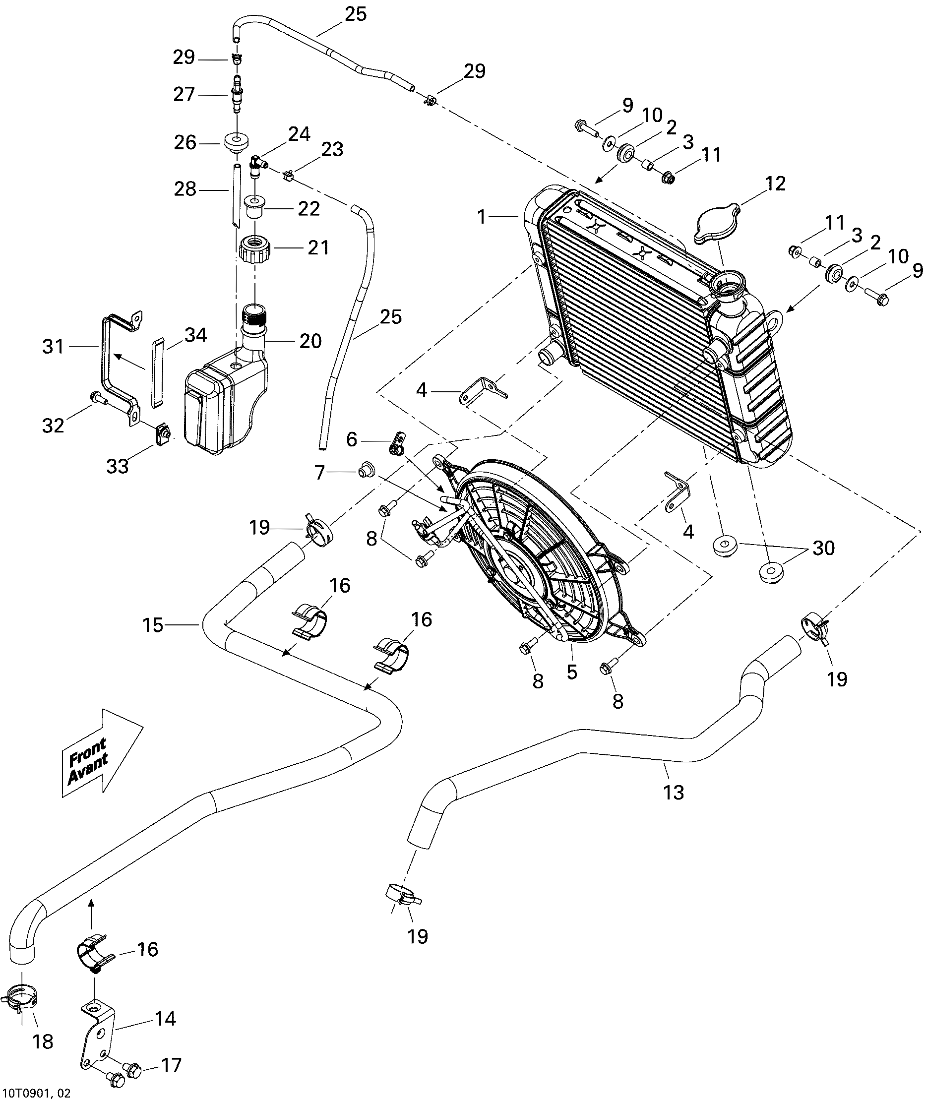 01 SYSTEME REFROIDISSEMENT POUR OUTLANDER MAX STD 400 EFI CVT ROUGE VIPERE 2009