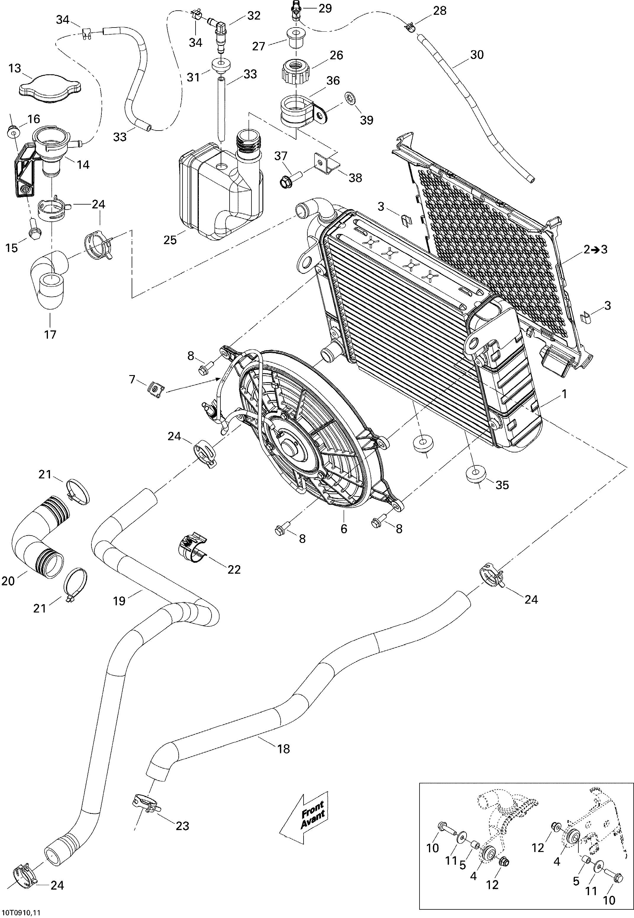 01 SYSTEME REFROIDISSEMENT POUR RENEGADE STD 500 EFI CVT ROUGE VIPERE 2009