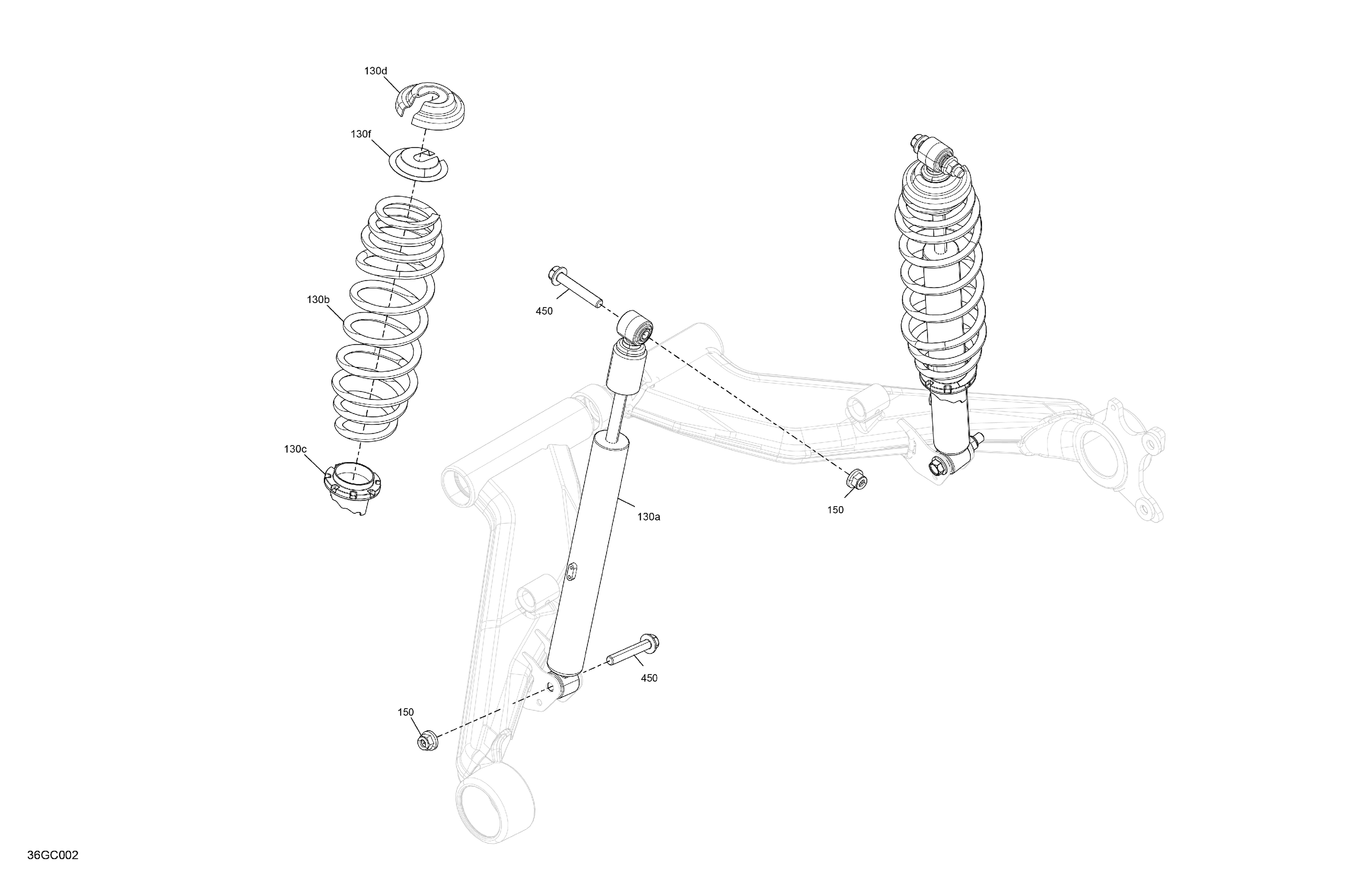 05 SUSPENSION AMORTISSEURS ARRIERE POUR OUTLANDER DPS 450 GRIS GRANITE 2023