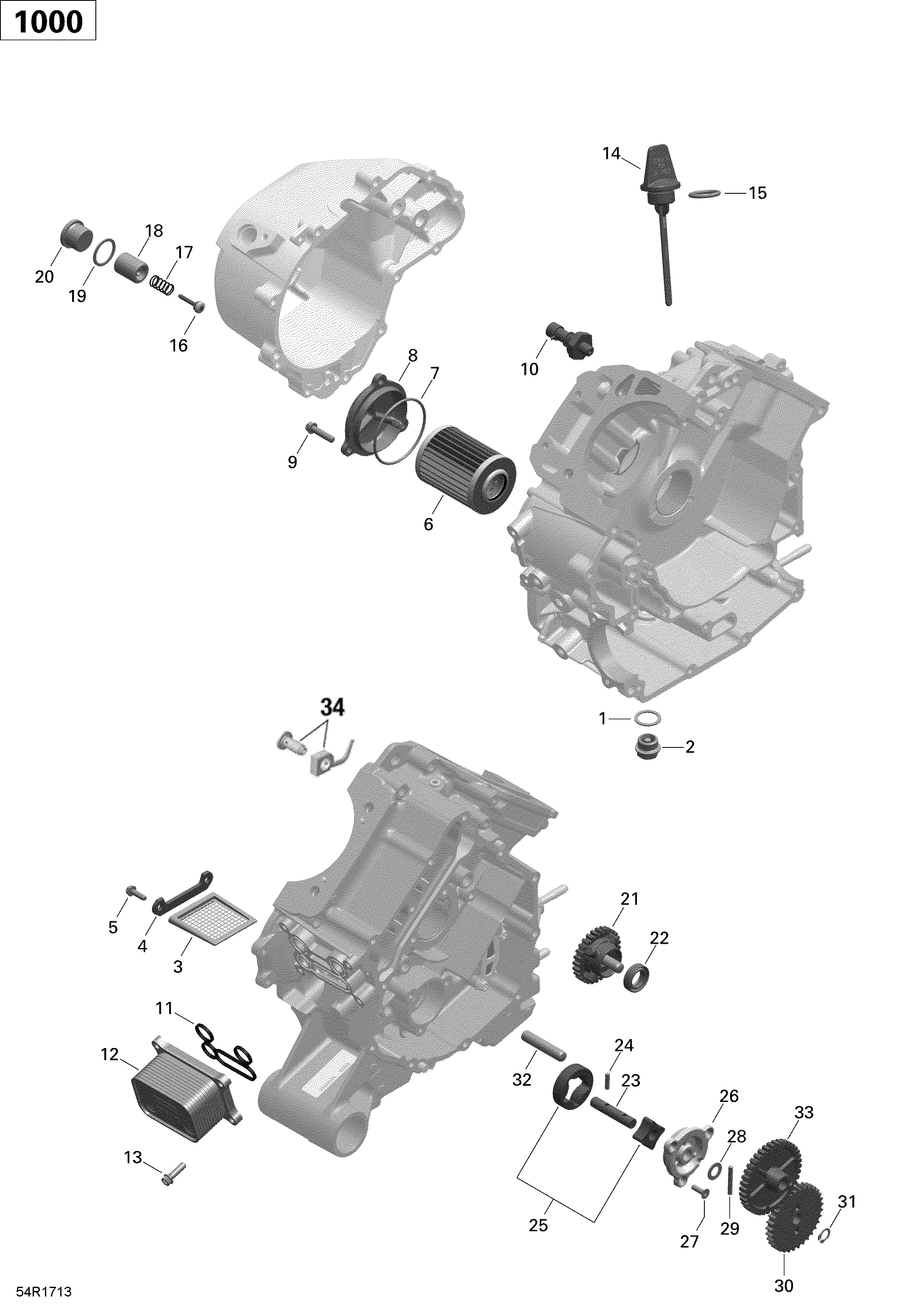 01 LUBRIFICATION DU MOTEUR 1000R EFI POUR OUTLANDER 1000R XT ALUMINIUM BROSSE 2018