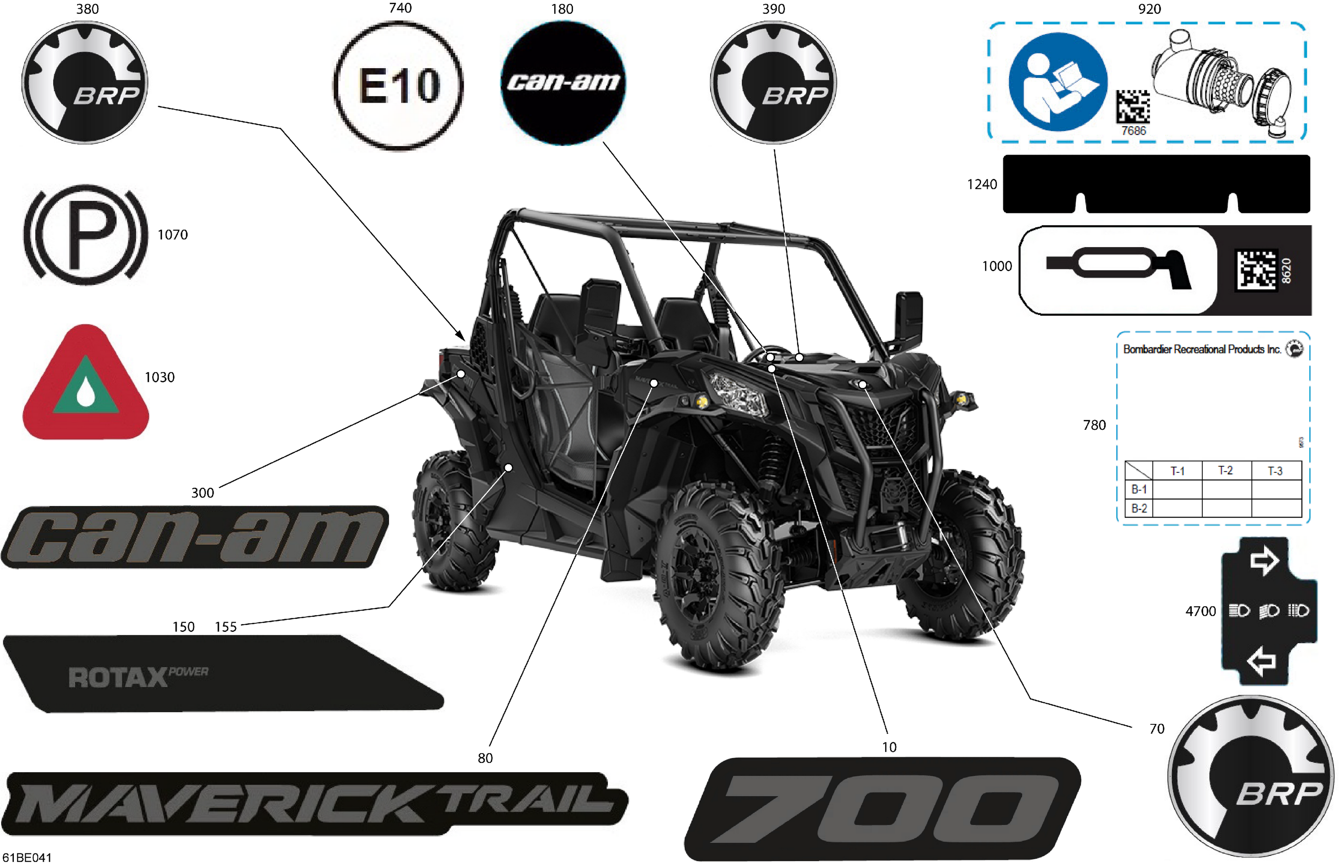 07 CARROSSERIE KITS DECOS POUR MAVERICK TRAIL 700 DPS SAS NOIR ETERNEL METALLIQUE 2025