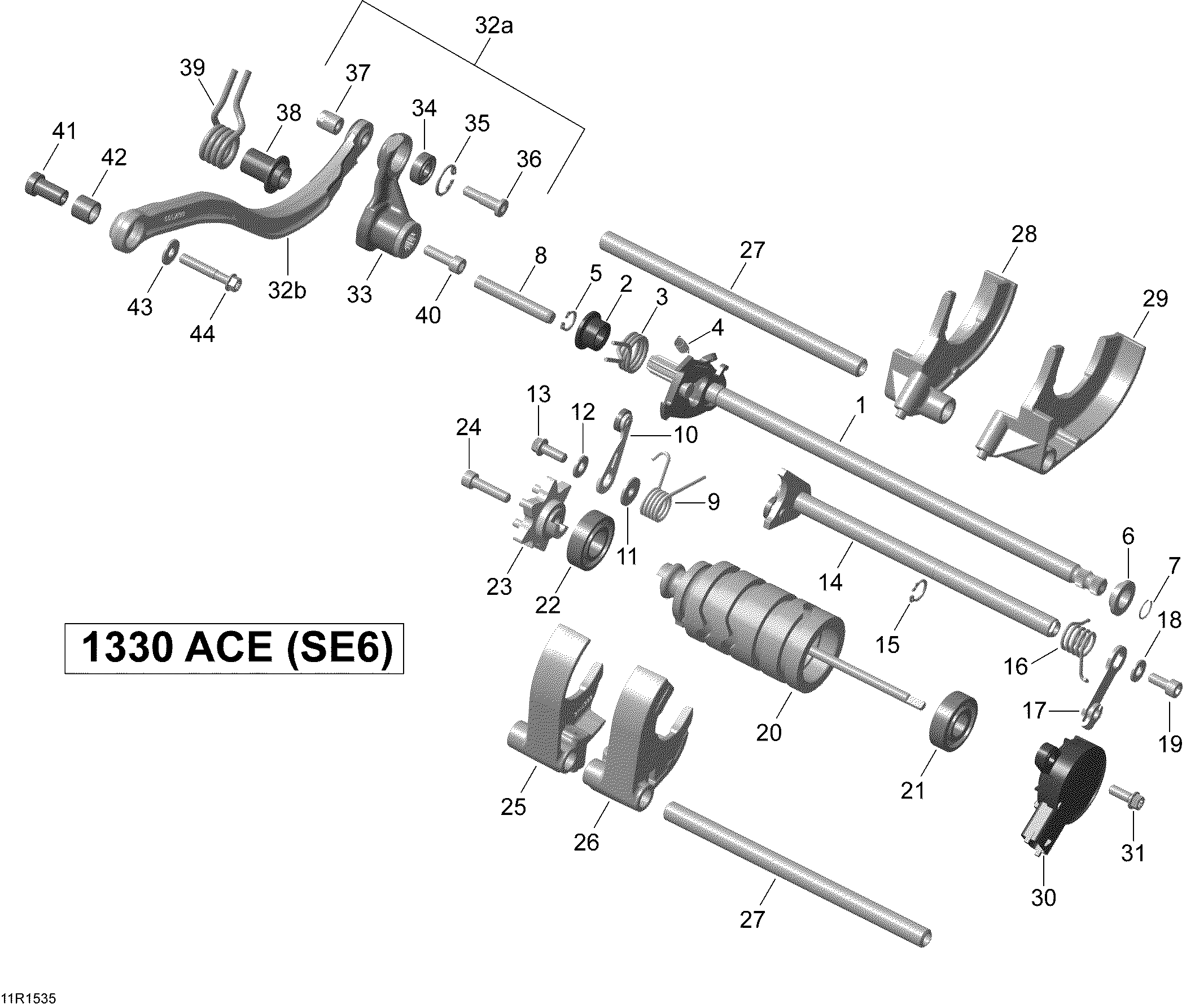 05 SYSTEME DE CHANGEMENT DE VITESSE 11R1535 POUR SPYDER RS S SPECIAL SERIES SE6 PLATINUM SILVER 2015