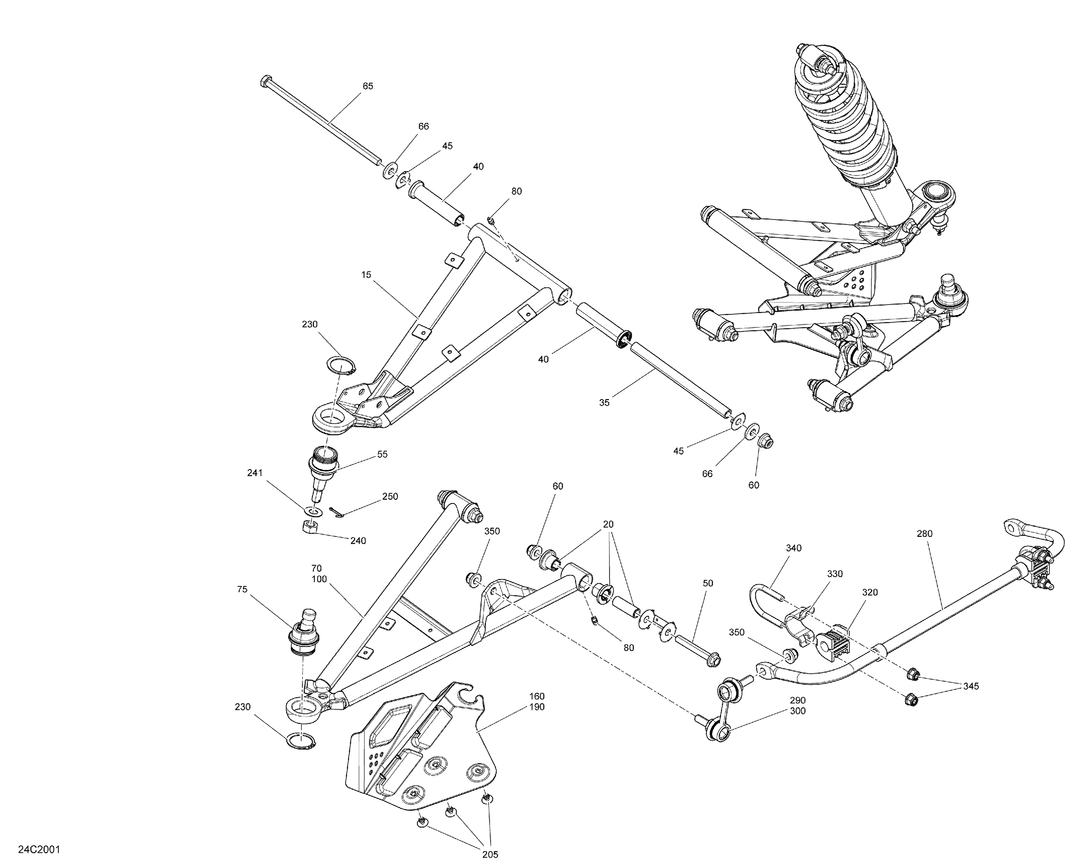 07 SUSPENSION AVANT POUR COMMANDER 1000R LTD GRIS ASPHALTE 2020