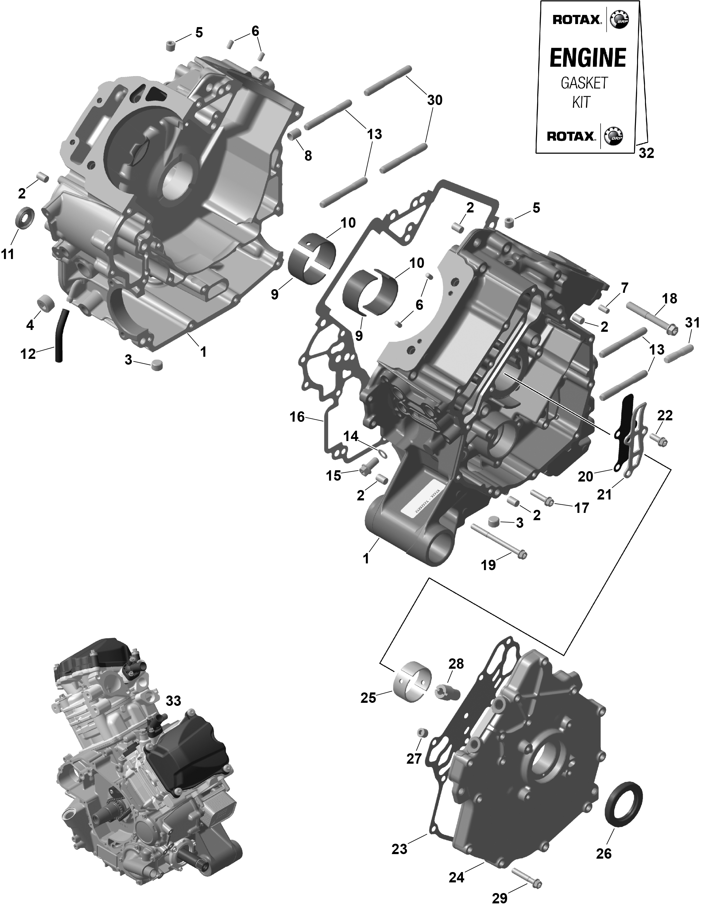 01 ROTAX CARTER MOTEUR POUR OUTLANDER 6X6 XU 1000 EFI VERT BOREAL 2025