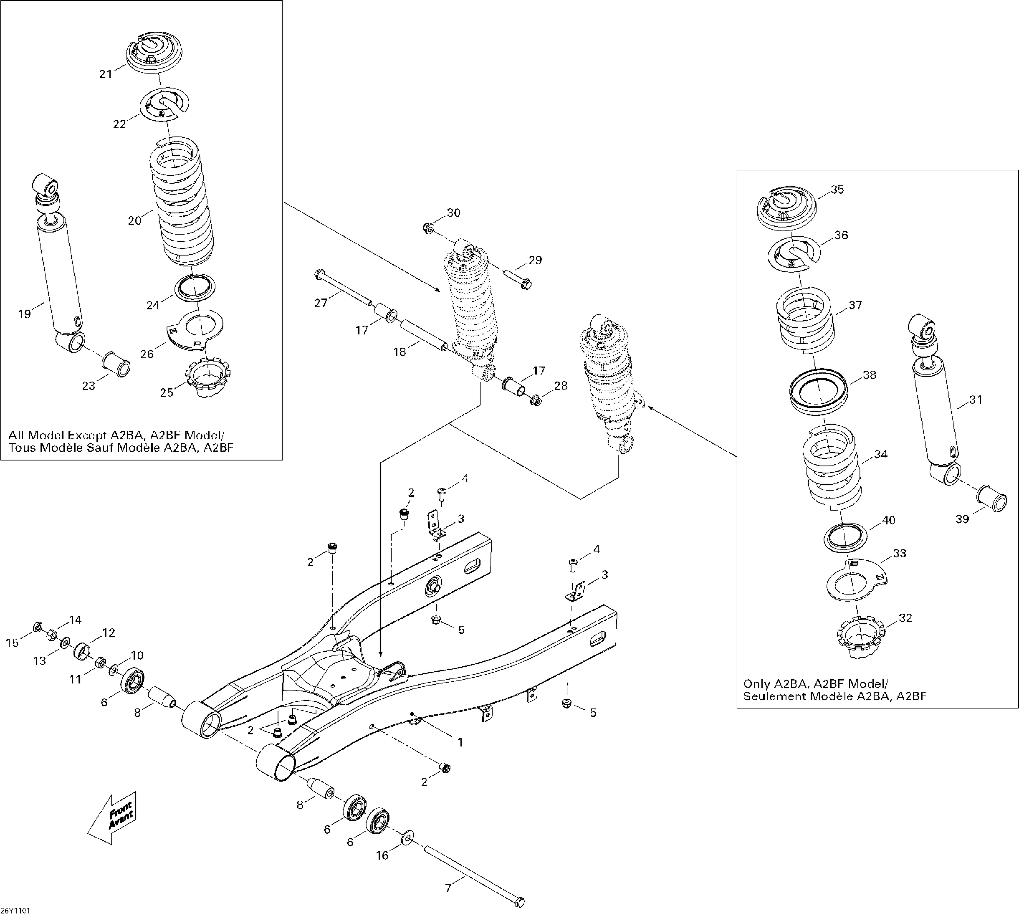 08 SUSPENSION ARRIERE POUR SPYDER RS S SE5 MAGNESIUM BLACK 2011