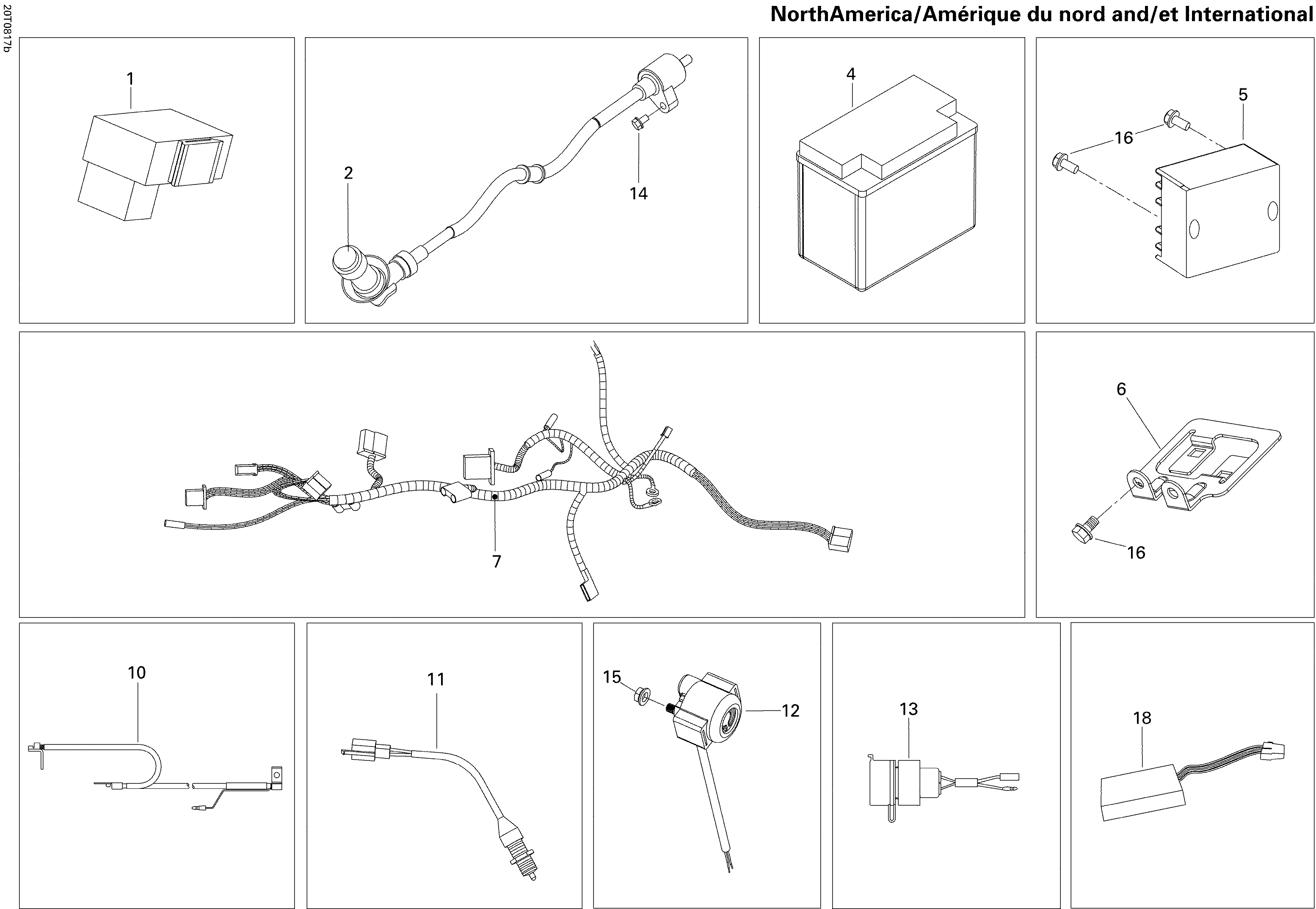 10 COMPOSANTES ELECTRIQUES NA INT POUR DS 2X4 250 CVT JAUNE 2008