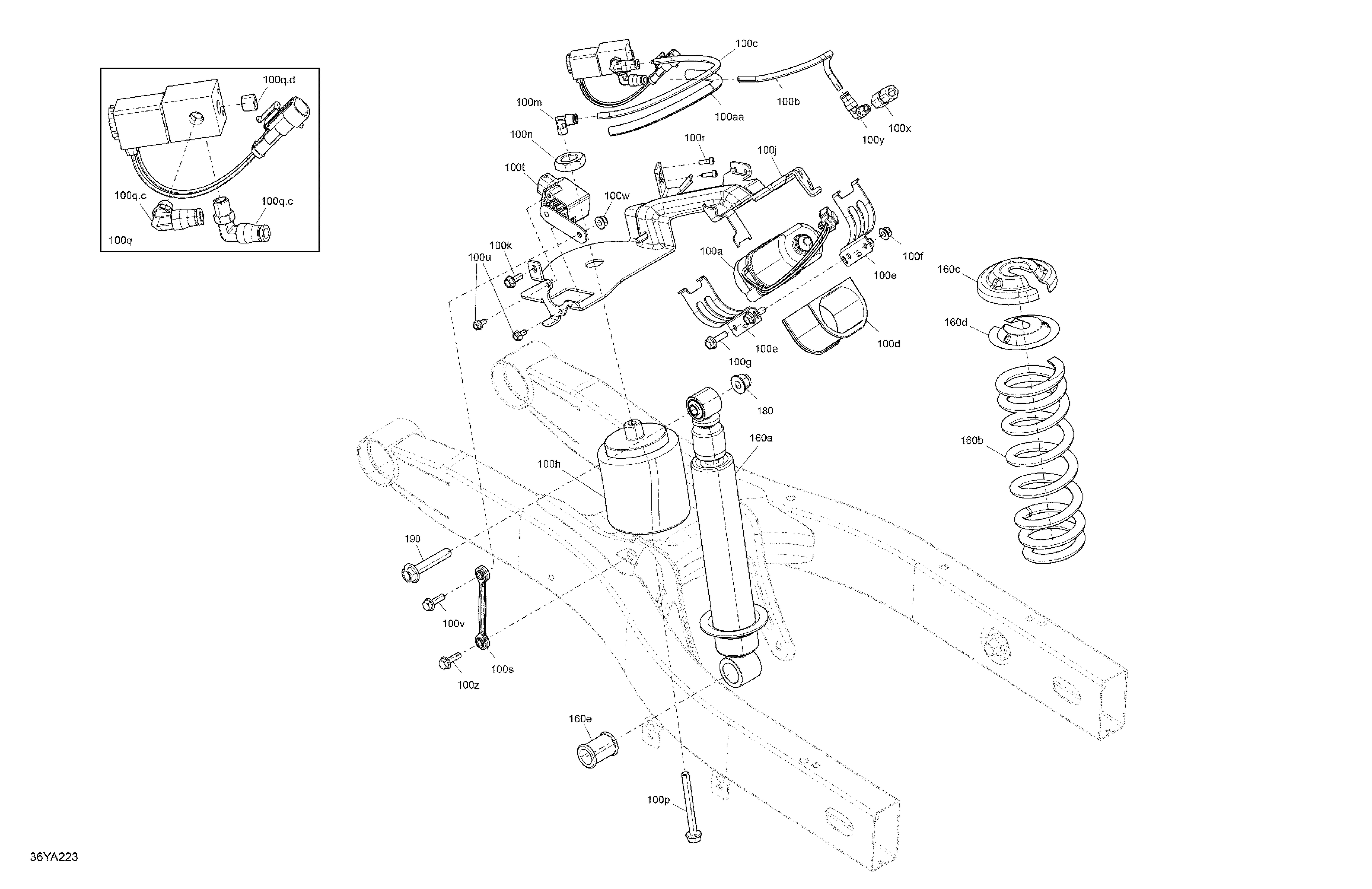 05 SUSPENSION AMORTISSEURS ARRIERE POUR SPYDER F3 LIMITED DARK EDITION SE6 BARELY BLUE 2021